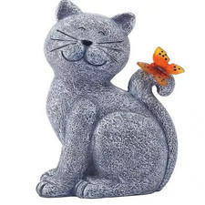 Solar Powered Cat Outdoor Garden Statue: Suitable for Yard Art Lawn Ornaments Po