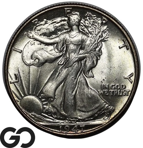 1947 Walking Liberty Half Dollar, Swirling Luster, Solid Gem BU++