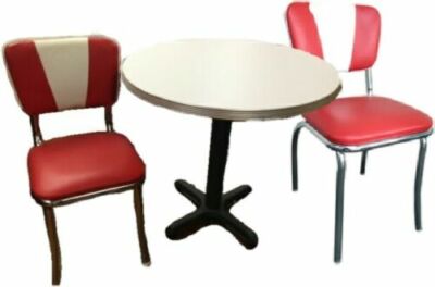 Commercial Retro Table and 2 Chair Set Polished Aluminum Edge