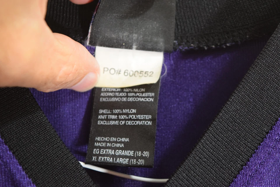 NFL 球队球员青少年 XL 18-20 巴尔的摩乌鸦队 FLACCO 5 网眼紫色球衣 — 第 3/4 张图片