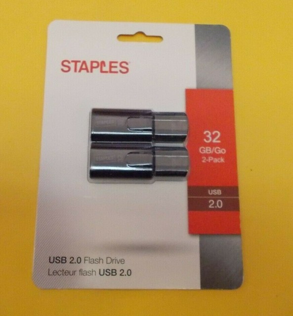 Staples 32GB USB 2.0 flash drive, 2Pack, Black NEW eBay
