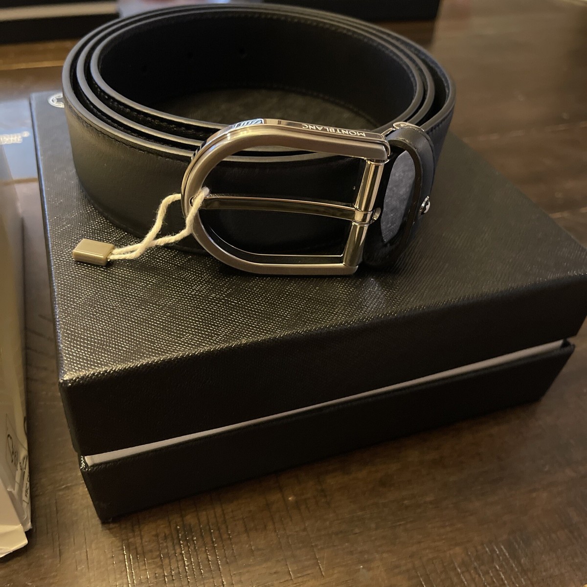 Montblanc Black And Brown Reversible Leather Belt Horseshoe