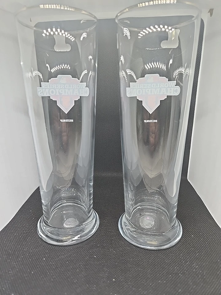 2 Campeones de San Francisco Giants 2012 16 oz. Gafas Pilsner 8” de alto con adornos plateados Foto 4 de 4