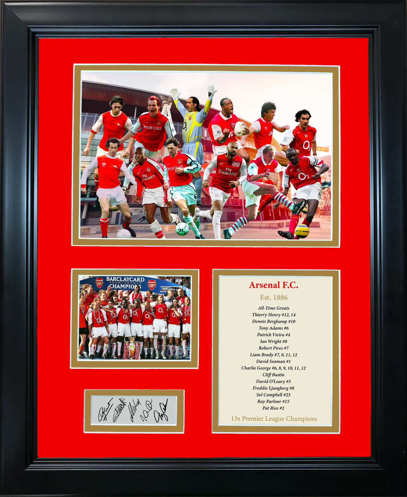 Framed Arsenal F.C. All-Time Greats Facsimile Laser Engraved Auto 12 ...