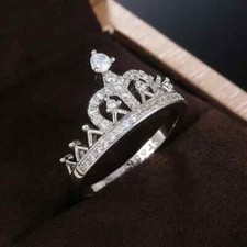 Silver Plated Bridal Tiara Dream Ring 2.5CT Simulated Diamond Crown Wedding Ring