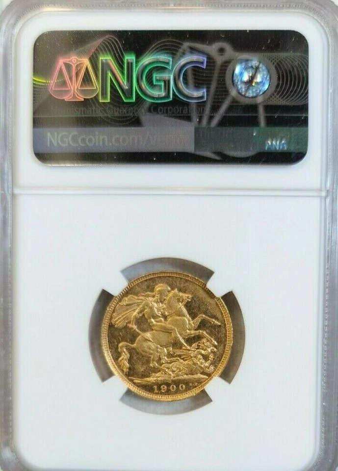 1900 AUSTRALIA GOLD 1 SOVEREIGN VICTORIA NGC MS 60 PL RARE PROOF LIKE TOP POP 1 - Image 4 of 4