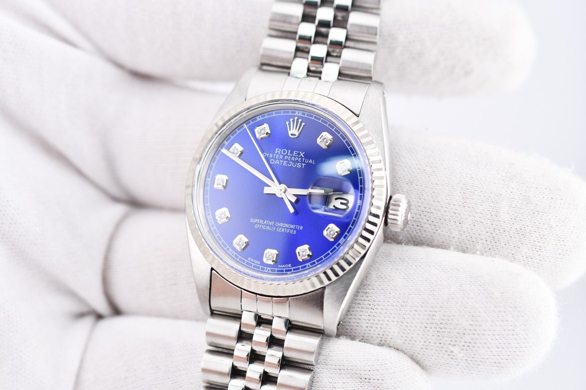 Rolex Datejust Ref.16014 Stainless Steel & White Gold 36mm Blue