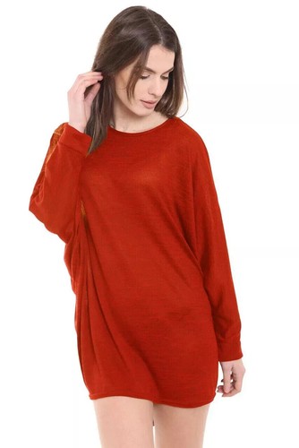Women Plain Oversized Long Sleeve Batwing Top Long Back Hem Baggy Shirt Fit 8-26 - Picture 34 of 39