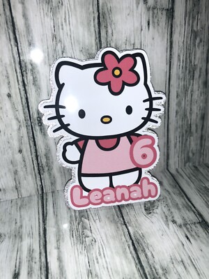 Hello Kitty Glitzer Tortenaufleger Geburtstag personalisiert Mädchen Name Alter Party