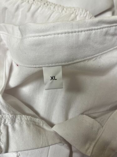 Abito camicia donna bianco senza marchio manica lunga cotone lino taglia X-Large nuovo - Foto 10 di 12