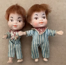 Vintage 1965 MY TOY CO Terry Doll Big Eyes 1/2 Pints Japan 2pcs PAIR