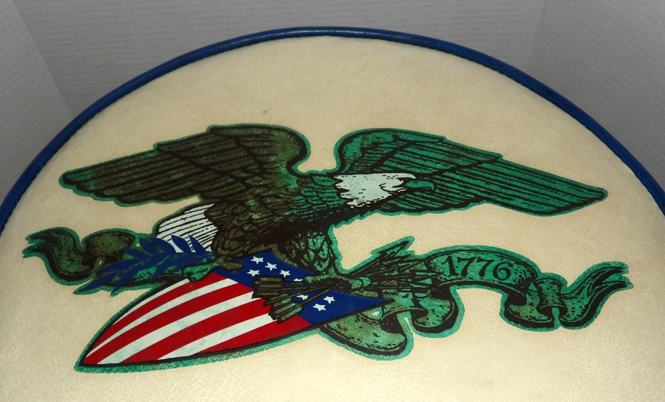 Vtg 1976 USA Bicentennial Drum/Eagle Footstool Patriotic Military Style 1776 - Image 2 of 4