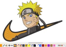 Naruto Embroidery Design, Anime Ninja with Swoosh Logo, Digital Download