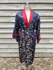 1950s Dragon Brocade Reversible Loungewear Smoking Jacket Robe Vintage Large MCM