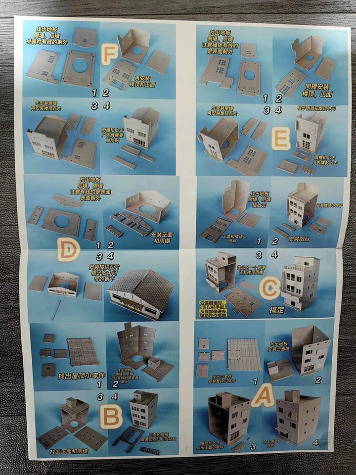 1/64 S Scale Buildings Train Railway Layout Modern Model House Hut Scene A-F DIY - Image 3 of 4