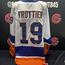 Bryan Trottier Signed New York Islanders Stat Jersey Autographed Steiner CX