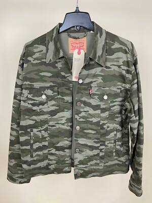 NWT Levis Women's Ex-Boyfriend Camouflage Denim Trucker Jacket Sz M