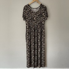 BISHUIGE Animal Print Stretch Jersey Knit Maxi Dress Size XL