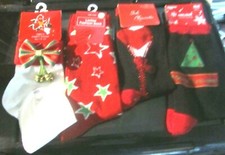 Lot of 4 Ladies 3 / Girls 1  Vintage Fancy Holiday Socks- NEW w/ tags