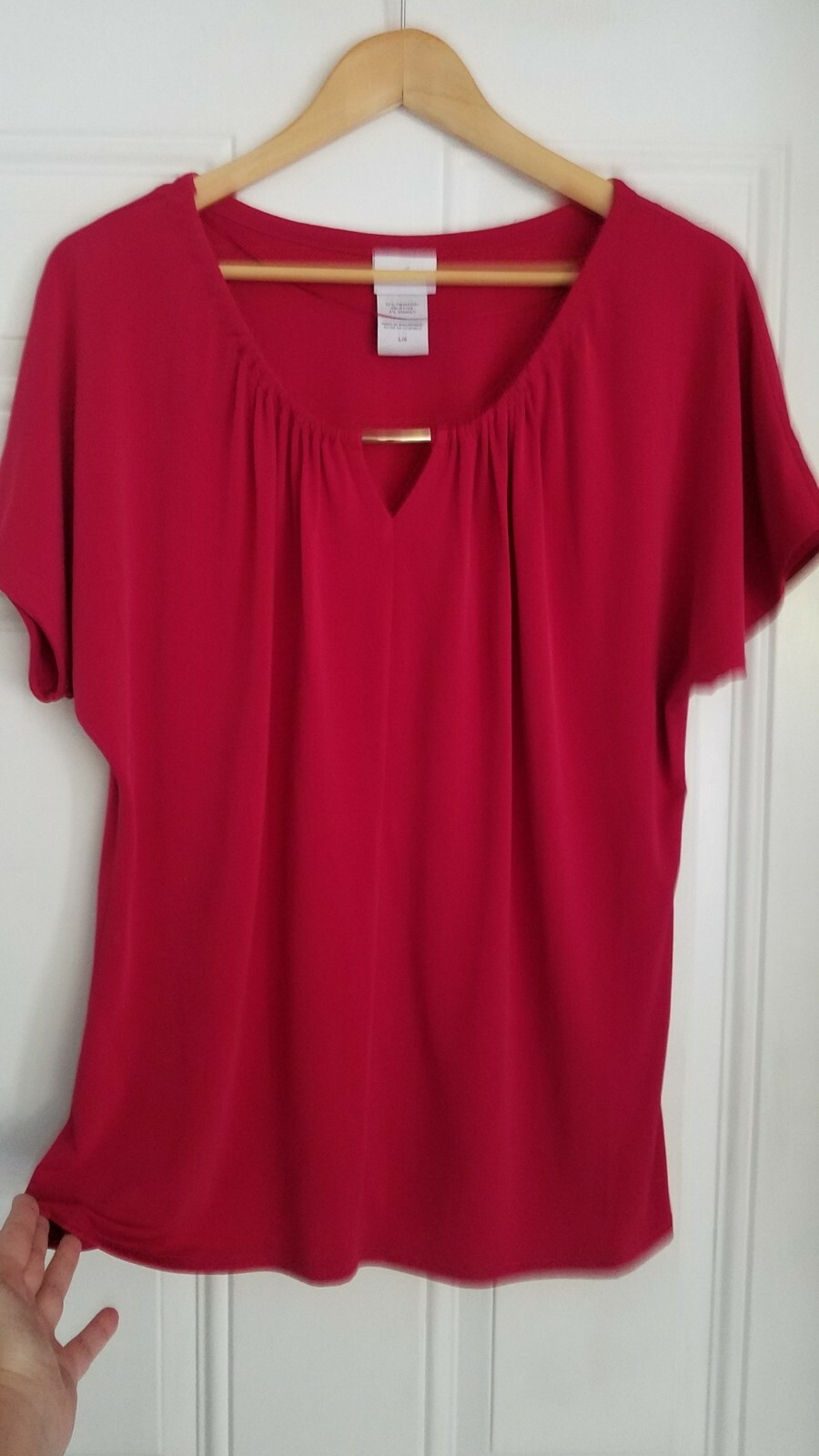 Women's Jaclyn Smith Silky Red IncrediblySoft Lightweight Relaxed Flowy Blouse L