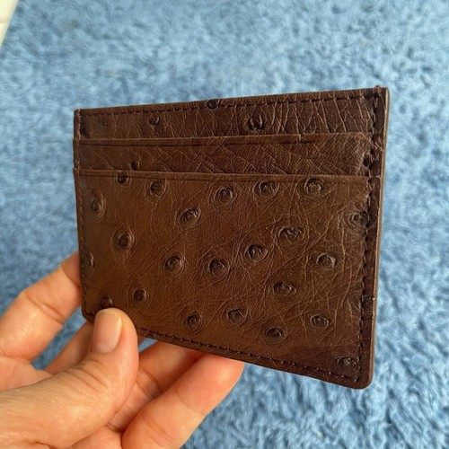 OSTRICH Leather SKIN Credit Card Holder DOUBLE SIDE Genuine OSTRICH Brown - Picture 9 of 16
