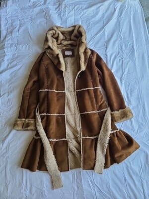 Laundry By Shelli Segal Womens Faux Fur Faux Suade Coat Soze Small