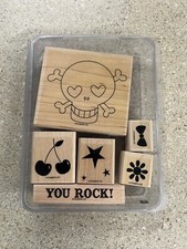 Stampin Up Just Jawing Wooden Stamp Set of 6 Used