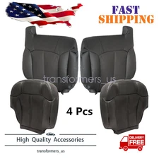 For 99-02 Chevy Silverado Driver & Passenger Side Leather Seat Cover Dark Gray