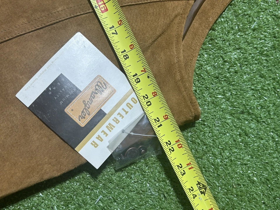 复古牧马人外套皮革背心棕色牛仔西部男式大号全新 — 第 4/4 张图片