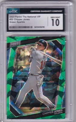 2023 Panini The National VIP No 52 Chipper Jones Green Sparkle 22/99 GEM MINT 10