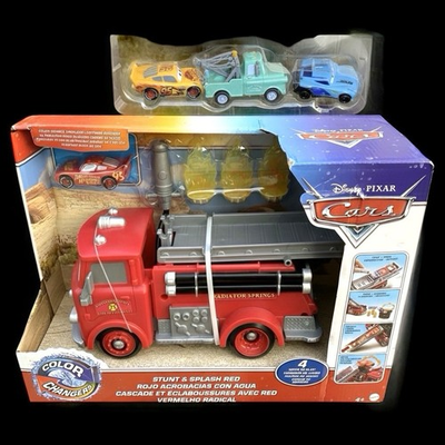 #ad Bundle Of 3 Cars Disney Cars and Color Changer Stunt N Splash Fire Truck Red $89.00