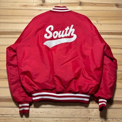 Vintage 90s South Spellout Quilted Liner Button Up Bomber Jacket USA Made - XL