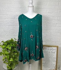 Small Free People Oxford bubble sleeve dress embroidered