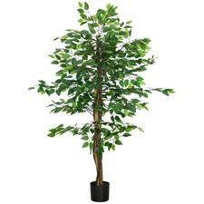 5ft Artificial Tree Indoor Outdoor Fake Ficus Tree with Pot Home Office Decor