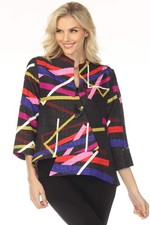 Joseph Ribkoff Black/Multi Abstract Textured Trapeze Jacket 253266
