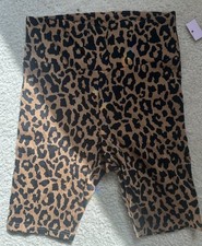 Women's Wild Fable Leopard Cheetah Print Stretch High-Rise Bike Shorts Yoga S