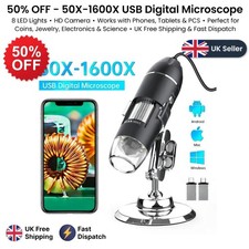 1600X USB Digital Microscope Camera 8 LED Magnifier Endoscope Android PC UK