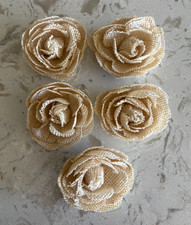 BURLAP ROSES - 5 PIECES