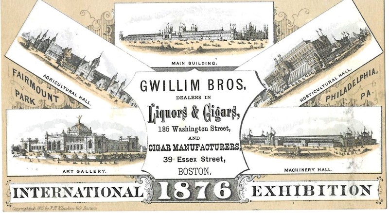 1876 Trade Card-International Exhibition, Philadelphia, PA, Gwillim Bros, Boston