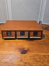 Vintage 3 Drawer Cassette Tape Storage Case Wood Grain 42 Capacity  Unbranded