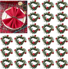 APTWOW Christmas Napkin Rings Set of 24 - Red Berry 24, As the Picture Shown 