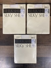 Lot of 3 Vtg BERKSHIRE Silky Sheer Control Top Sandalfoot Pantyhose Sz 3 White