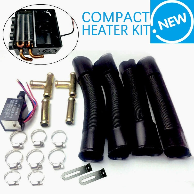 Universal 12V Auto Truck Underdash Compact Heater Copper Tube Speed Switch Kit Foto 4 de 4