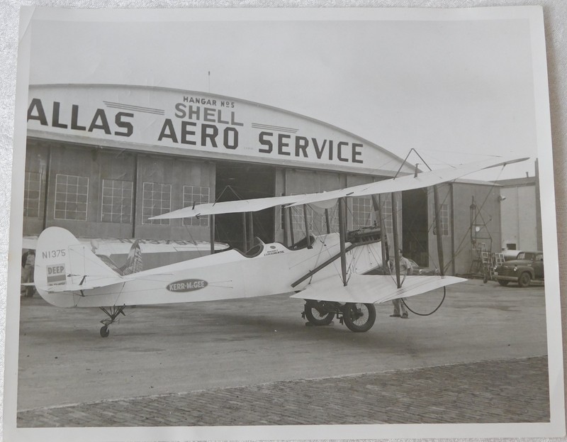 1940s Kerr McGee Experimental Biplane Dallas Love Field Shell Gas Aircraft Photo