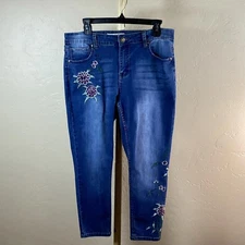 Sandpiper Embroidered Blue Ankle/Crop Jeans-14P