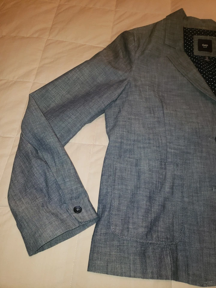 Blazer para mujer Gap talla 14 azul forrado azul marino forro de punto estrella jean algodón L Foto 3 de 4