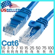 CAT6 Ethernet LAN Network RJ45 Patch Cable Internet Cord Blue 1.5FT- 100FT LOT