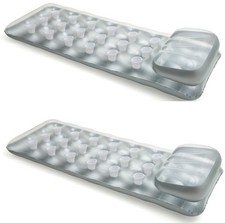 Intex 18Pocket Suntanner Inflatable Floating Mat 74in x 28in Gray 2Pack