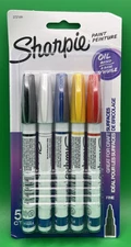 Sharpie 5ct Oil Based Paint Markers ~FINE~ Marks on Wood & Glass - #37371PP