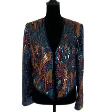 Vtg Jack Bryan Sequined Beaded Topper Jacket Size Medium Event Phoenix Rising